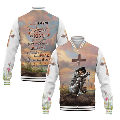 Personalized Woman Warrior of God I Am the Daughter of a King Varsity Jacket