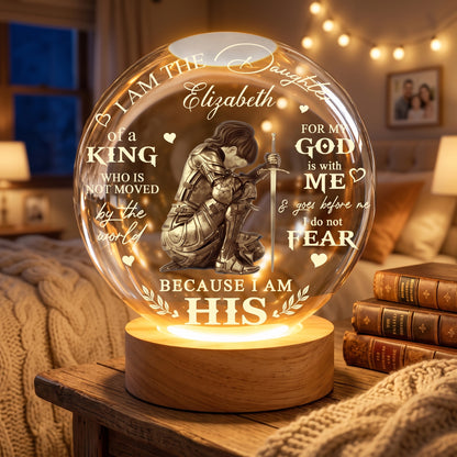 Personalized Woman Warrior of God I Am the Daughter of a King Crystal Ball Night Light