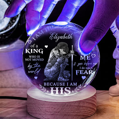 Personalized Woman Warrior of God I Am the Daughter of a King Crystal Ball Night Light