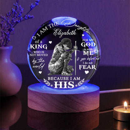 Personalized Woman Warrior of God I Am the Daughter of a King Crystal Ball Night Light
