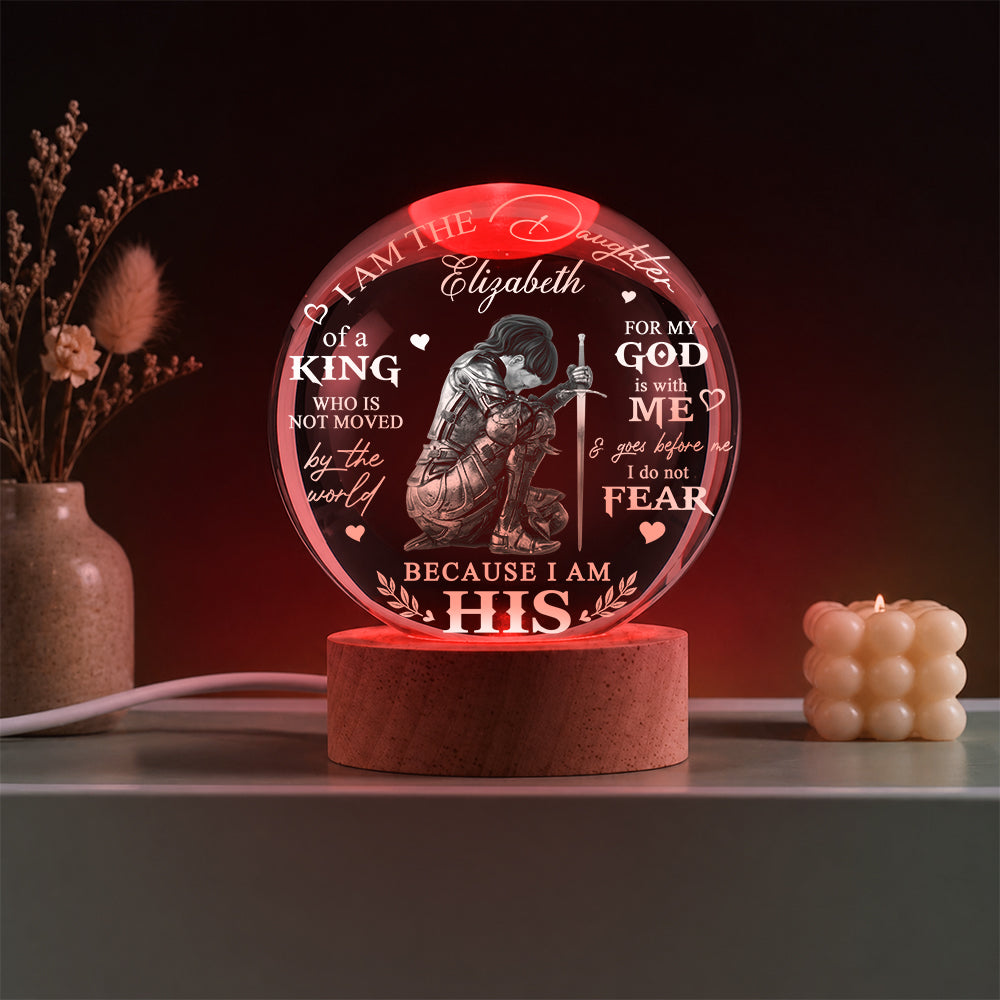 Personalized Woman Warrior of God I Am the Daughter of a King Crystal Ball Night Light