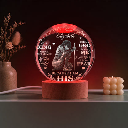 Personalized Woman Warrior of God I Am the Daughter of a King Crystal Ball Night Light
