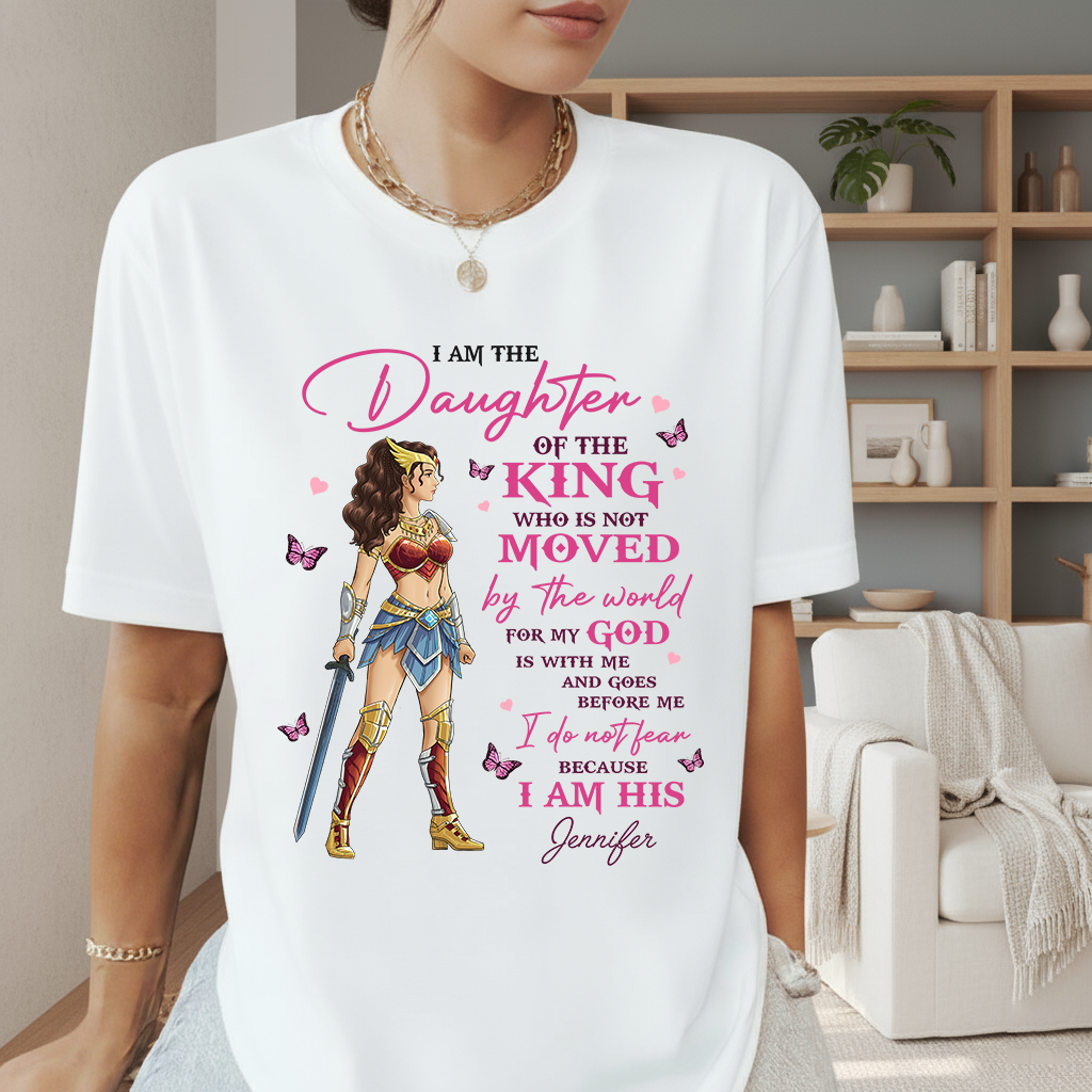 Personalized Woman Warrior of God I Am the Daughter of the King T-Shirt