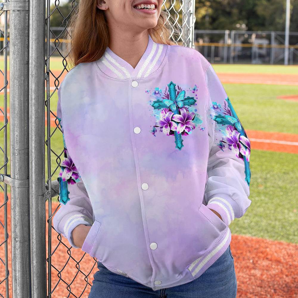 Personalized Woman Warrior of God I Believe in God and the Power of Prayer Varsity Jacket