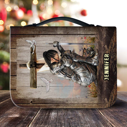 Personalized Woman Warrior of God No Weapon That Is Formed Against Me Isaiah 54:17 Leather Bible Cover