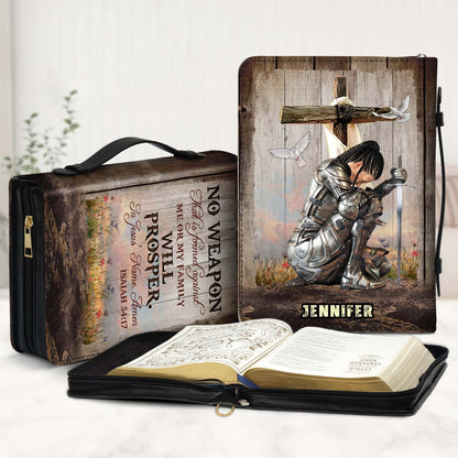Personalized Woman Warrior of God No Weapon That Is Formed Against Me Isaiah 54:17 Leather Bible Cover