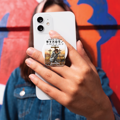 Personalized Woman Warrior of God Put On The Full Armor of God Ephesians 6:10 Acrylic Magnetic Phone Grip