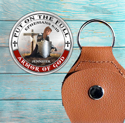 Personalized Woman Warrior of God Put On the Full Armor of God Ephesians 6:10 Pocket Hug