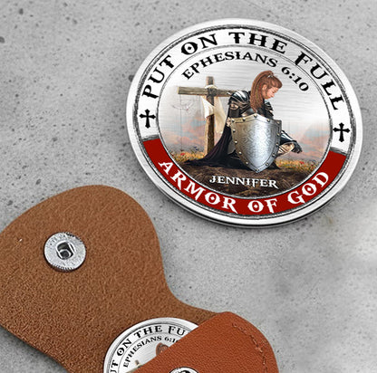 Personalized Woman Warrior of God Put On the Full Armor of God Ephesians 6:10 Pocket Hug