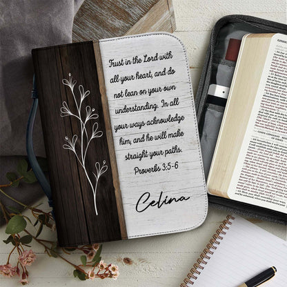 Personalized Woman Warrior of God Trust in the Lord with All Your Heart Proverbs 3:5-6 Leather Bible Cover