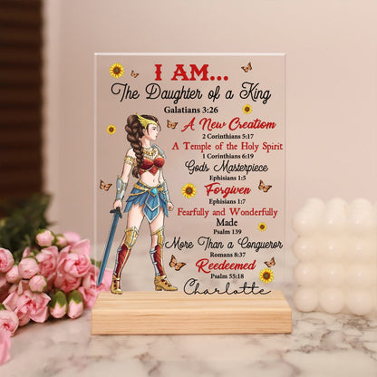 Personalized Wonder Woman Warrior I Am The Daughter Of A King A New Creation Acrylic Plaque