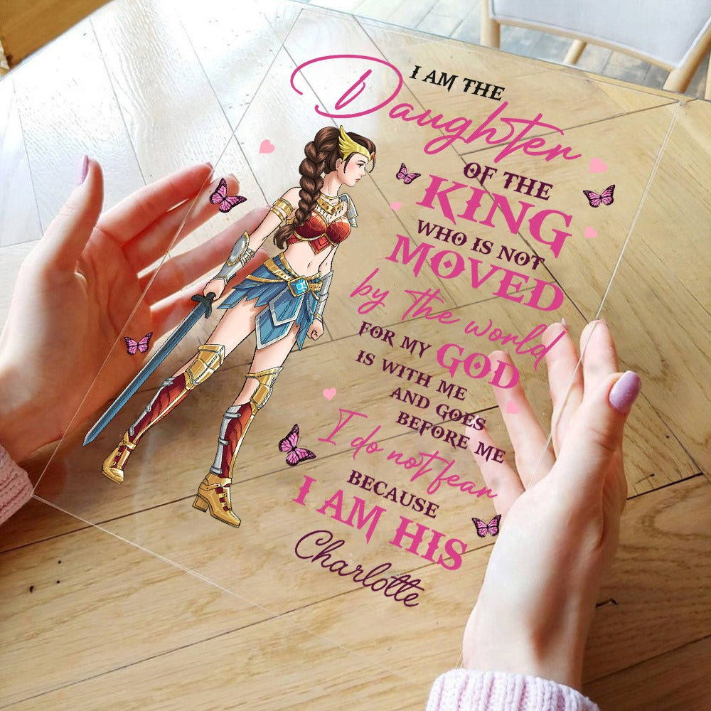 Personalized Wonder Woman Warrior Of God I Am A Daughter Of A King Acrylic Plaque