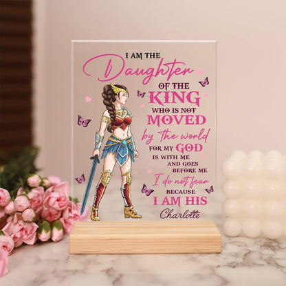 Personalized Wonder Woman Warrior Of God I Am A Daughter Of A King Acrylic Plaque