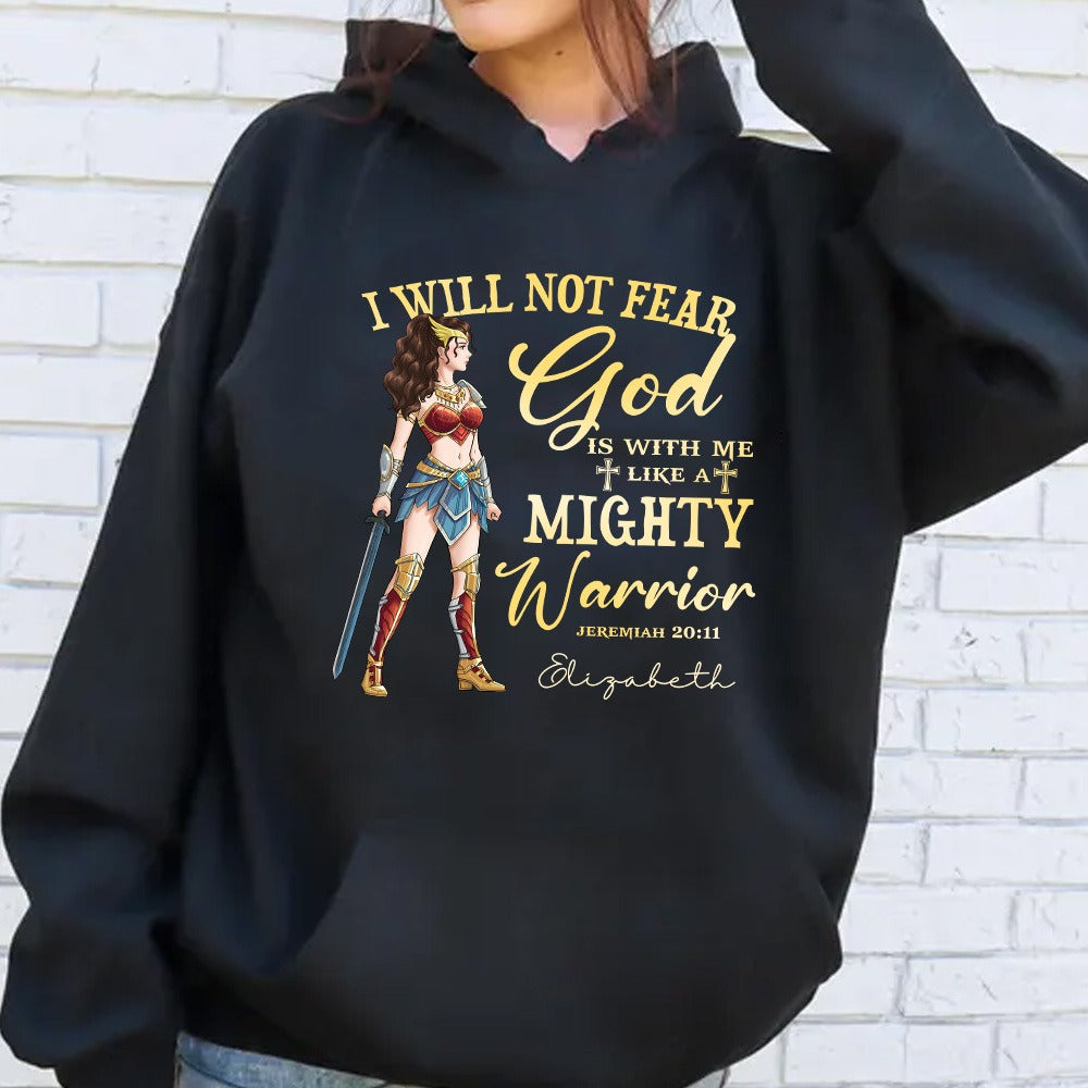 Personalized Wonder Woman Warrior Of God, I Will Not Fear For God Is With Me Jeremiah 20:11 Hoodie