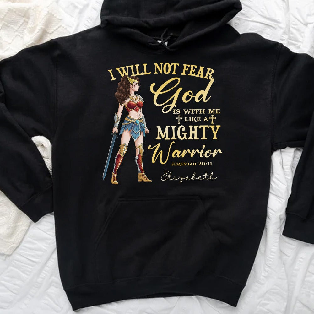 Personalized Wonder Woman Warrior Of God, I Will Not Fear For God Is With Me Jeremiah 20:11 Hoodie