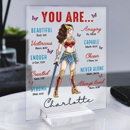 Personalized Wonder Woman Warrior You Are Beautiful Amazing Victorious Capable Acrylic Plaque