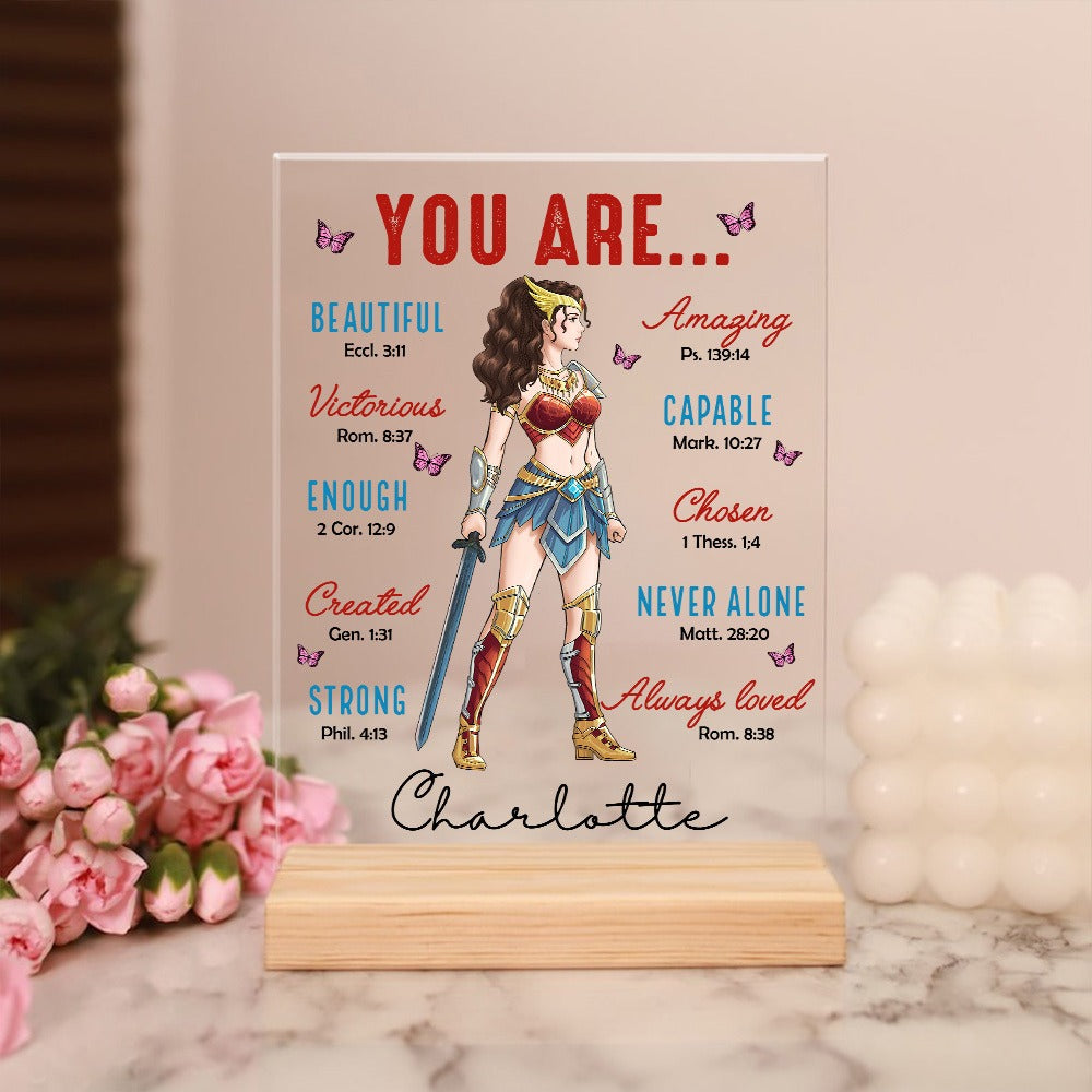 Personalized Wonder Woman Warrior You Are Beautiful Amazing Victorious Capable Acrylic Plaque