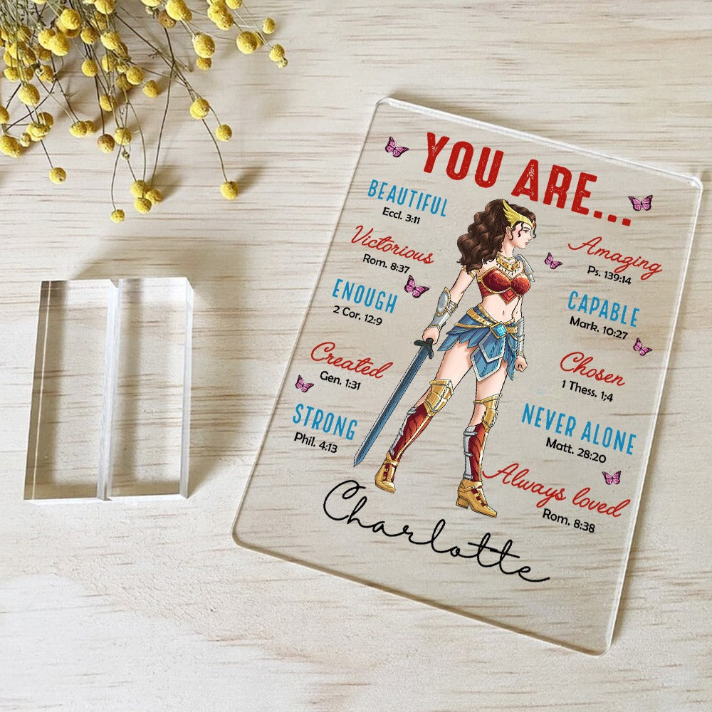 Personalized Wonder Woman Warrior You Are Beautiful Amazing Victorious Capable Acrylic Plaque