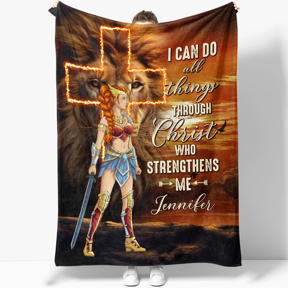 Personalized Wonder Woman Warrior, I Can Do All Things Christ Through Who Strengthens Me Blanket