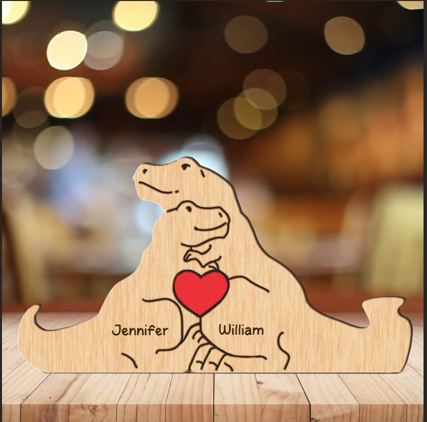 Personalized Wooden Dinosaur Family Puzzle, Custom Dinosaur Family Puzzle