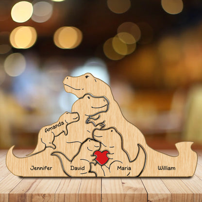 Personalized Wooden Dinosaur Family Puzzle, Custom Dinosaur Family Puzzle