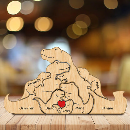 Personalized Wooden Dinosaur Family Puzzle, Custom Dinosaur Family Puzzle