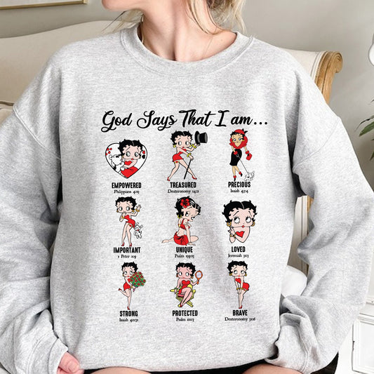 Personalized God Says I Am Loved Empowered Strong Unique Protected Sweatshirt