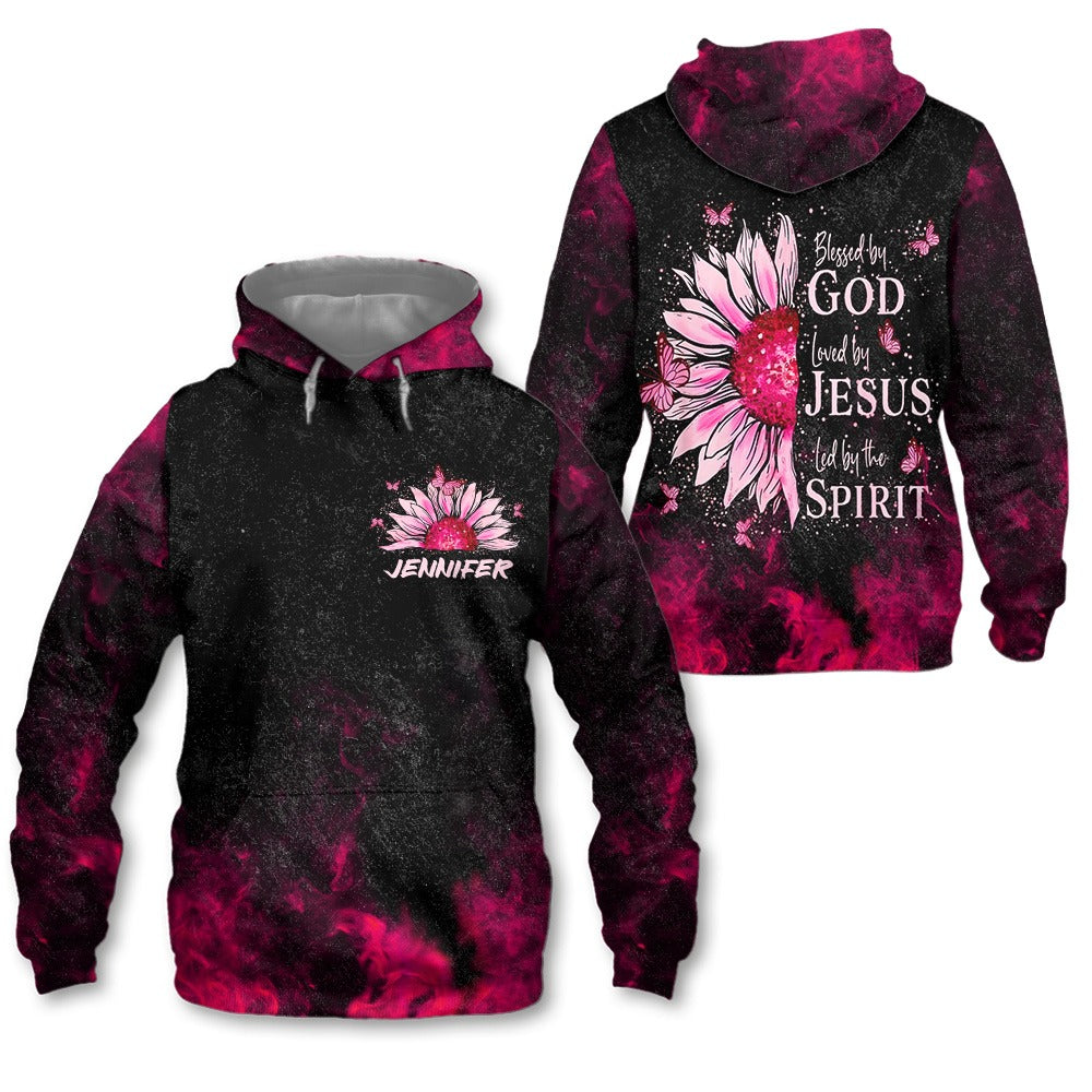 Pink Sunflower Blessed By God Loved By Jesus - Inspirational Christian 3D All Over Print T-Shirt And Hoodie