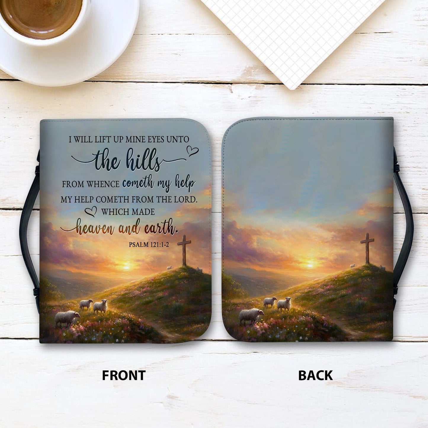 Psalm 121:1-2 My Help Cometh From the Lord – Inspirational Christian Leather Bible Cover