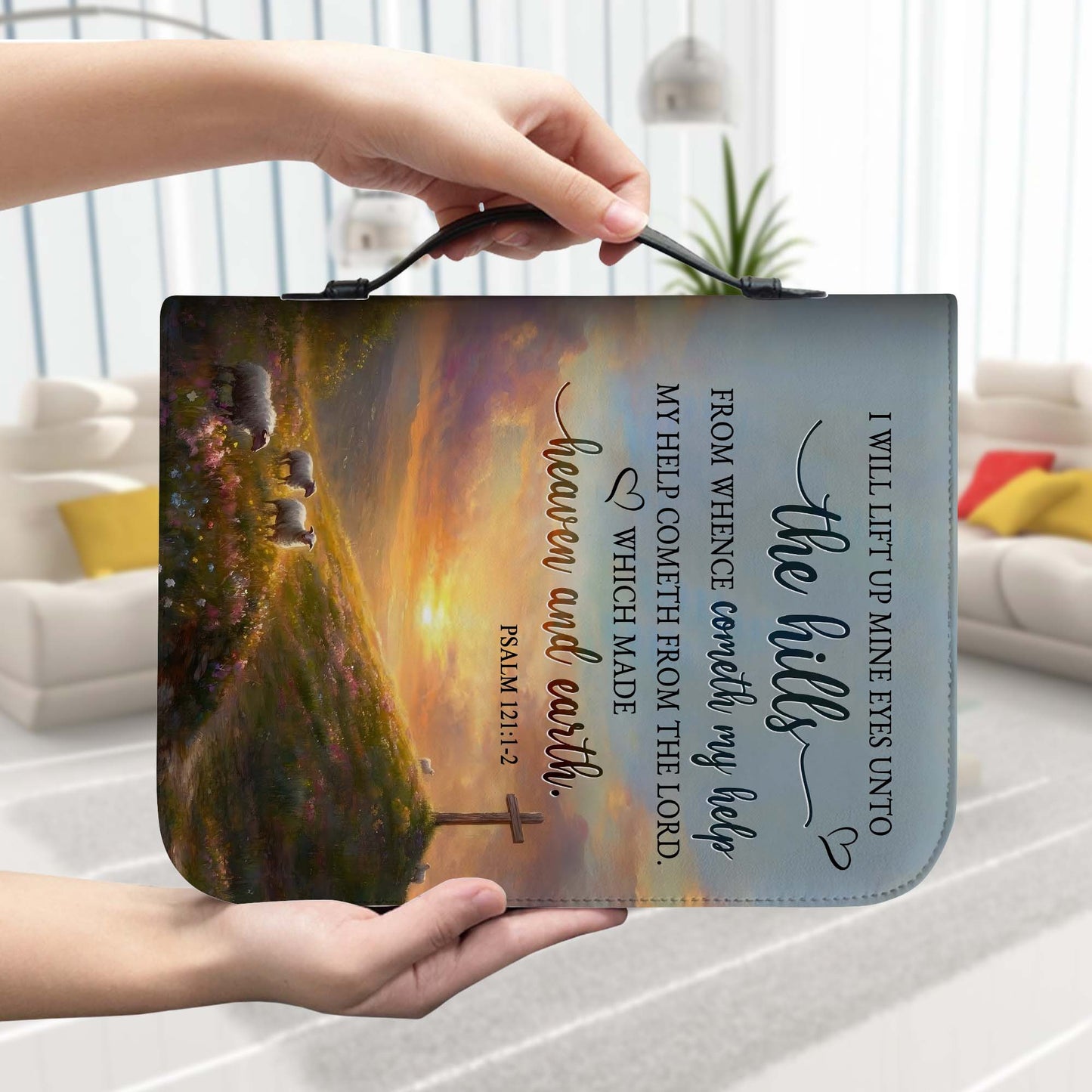 Psalm 121:1-2 My Help Cometh From the Lord – Inspirational Christian Leather Bible Cover