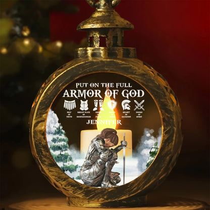 Put On The Full Armor Of God - Ephesians 6:10 - Personalized Warrior Of God Candlelight Lantern Ornament