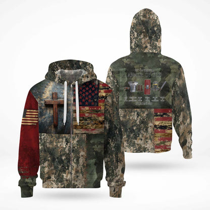 Put On The Full Armor of God Ephesians 6:10 American Flag Camo Cross 3D All Over Print T-Shirt and Hoodie