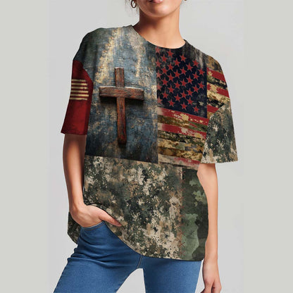 Put On The Full Armor of God Ephesians 6:10 American Flag Camo Cross 3D All Over Print T-Shirt and Hoodie