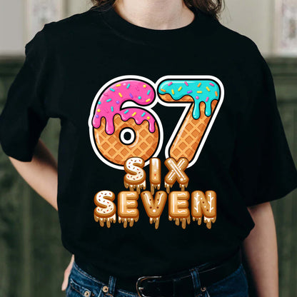 Six Seven Ice Cream Drip Gen Alpha Slang Meme 67 T-Shirt