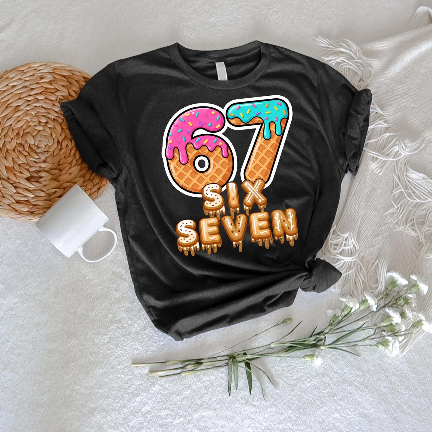 Six Seven Ice Cream Drip Gen Alpha Slang Meme 67 T-Shirt