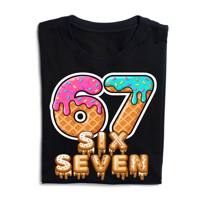 Six Seven Ice Cream Drip Gen Alpha Slang Meme 67 T-Shirt