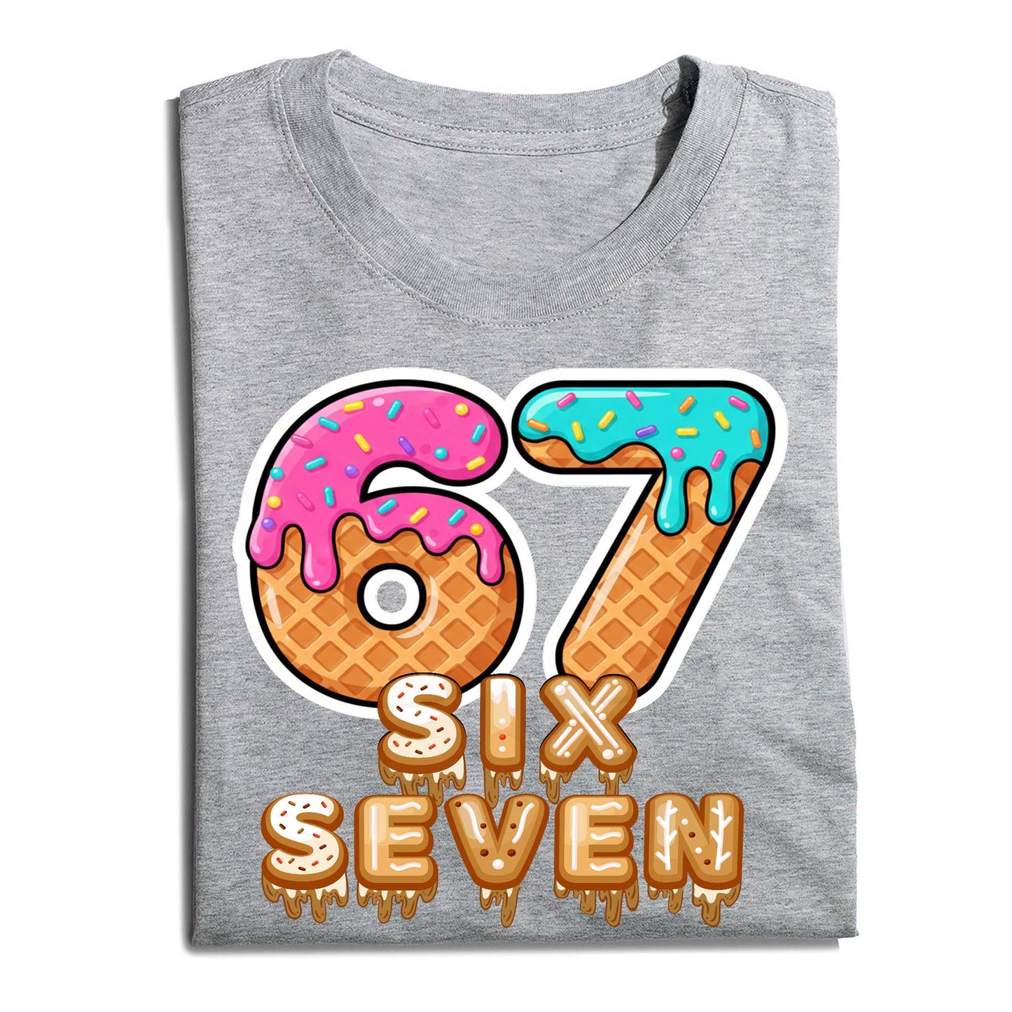 Six Seven Ice Cream Drip Gen Alpha Slang Meme 67 T-Shirt