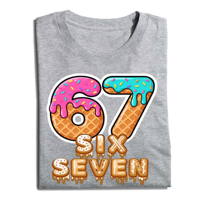 Six Seven Ice Cream Drip Gen Alpha Slang Meme 67 T-Shirt