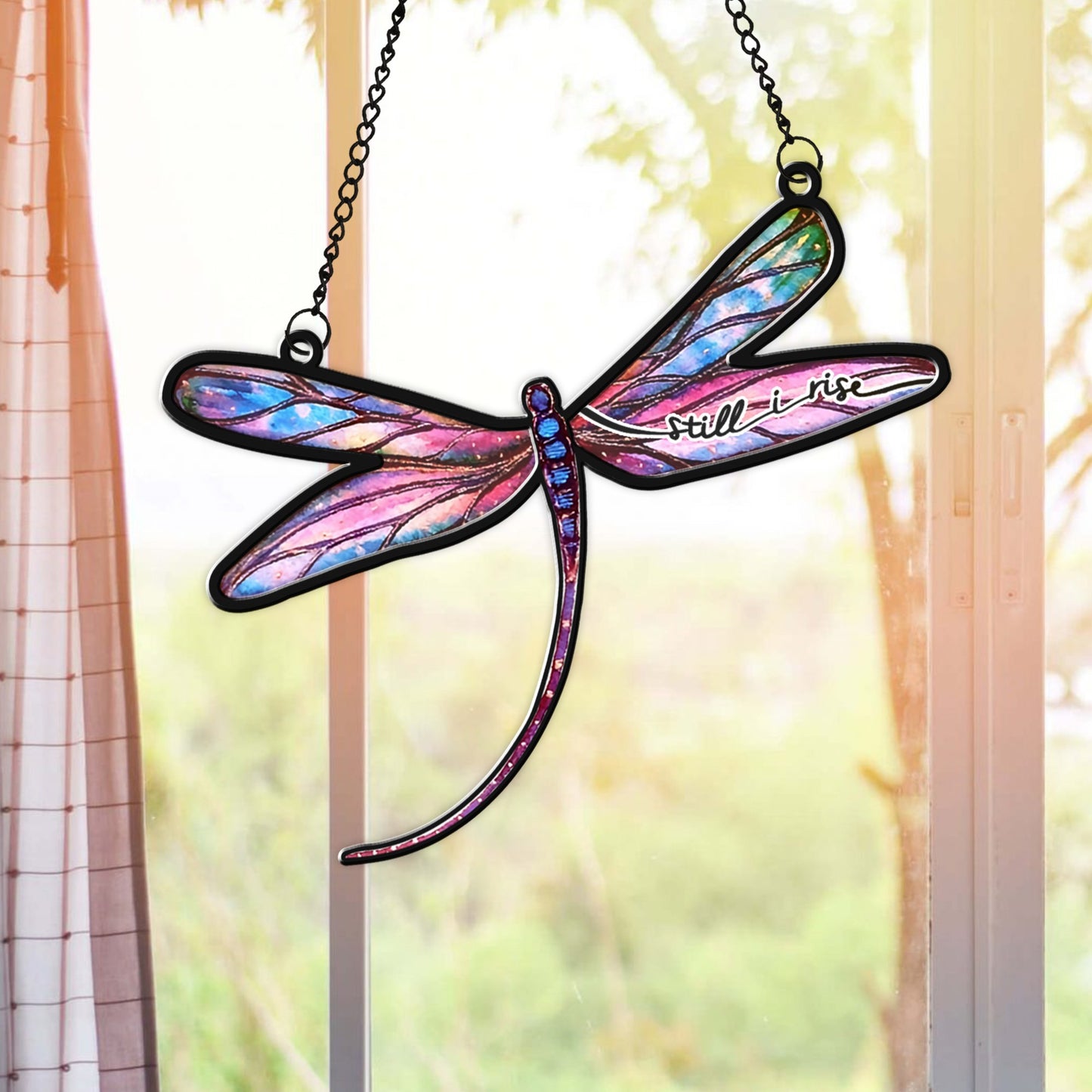 Still I Rise Dragonfly, Inspirational Dragonfly Hanging Suncatcher Ornament