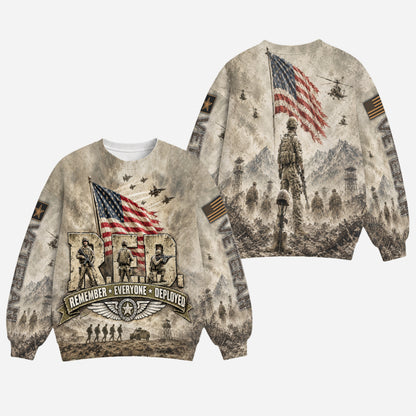 Veteran Remember Everyone Deployed Military Tribute 3D All Over Print T-Shirt And Hoodie