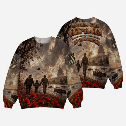 Dad Grandpa Veteran Great Grandpa I Keep Getting Promotions 3D All Over Print T-Shirt And Hoodie