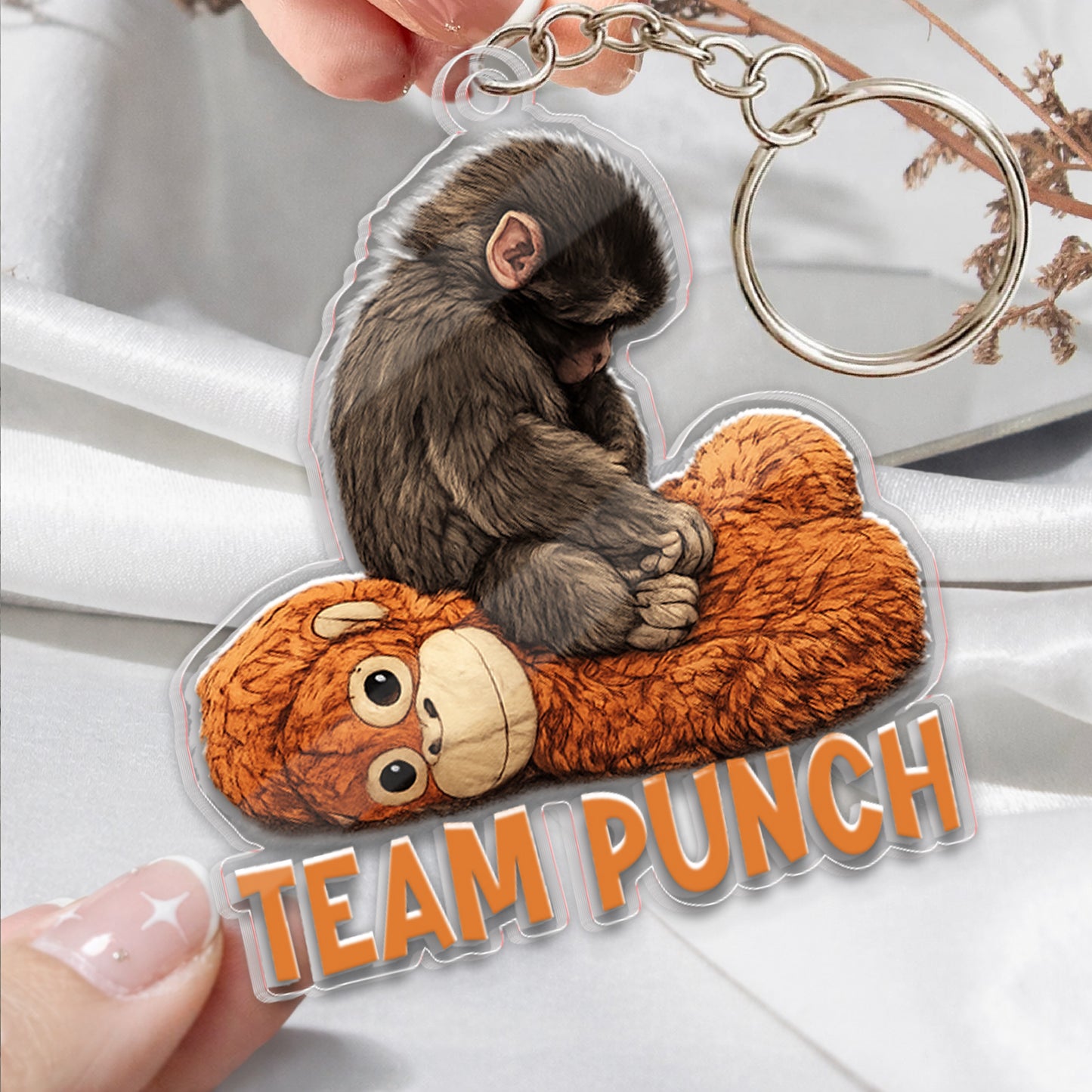 Team Punch Baby Monkey Acrylic Keychain