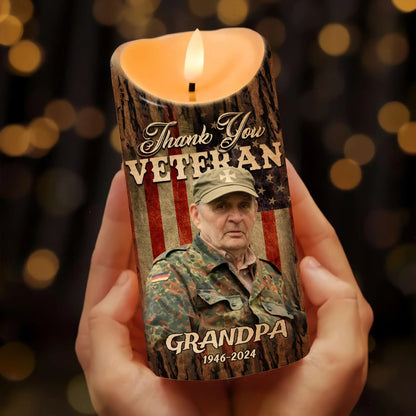 Thank You Veteran, Veterans Day Gift, US Soldier Gratitude Gift - Personalized Veteran Led Candle