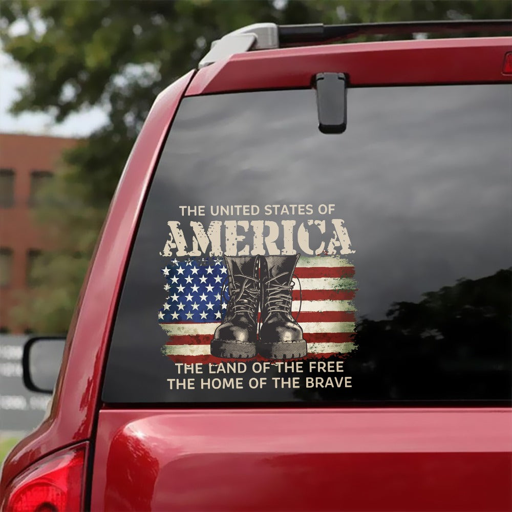 The United States of America Land of the Free Home of the Brave Sticker Decal