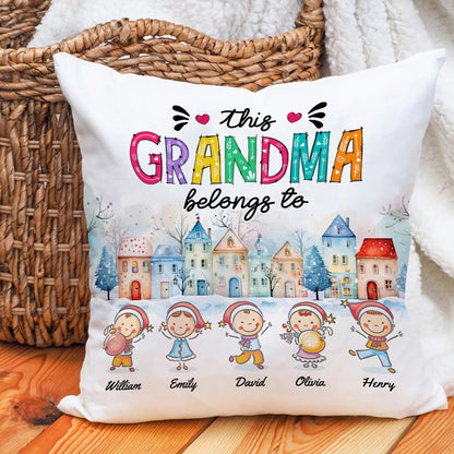 This Grandma Belongs To Grandkids Christmas, Gift For Grandma - Personalized Grandkids Pillow