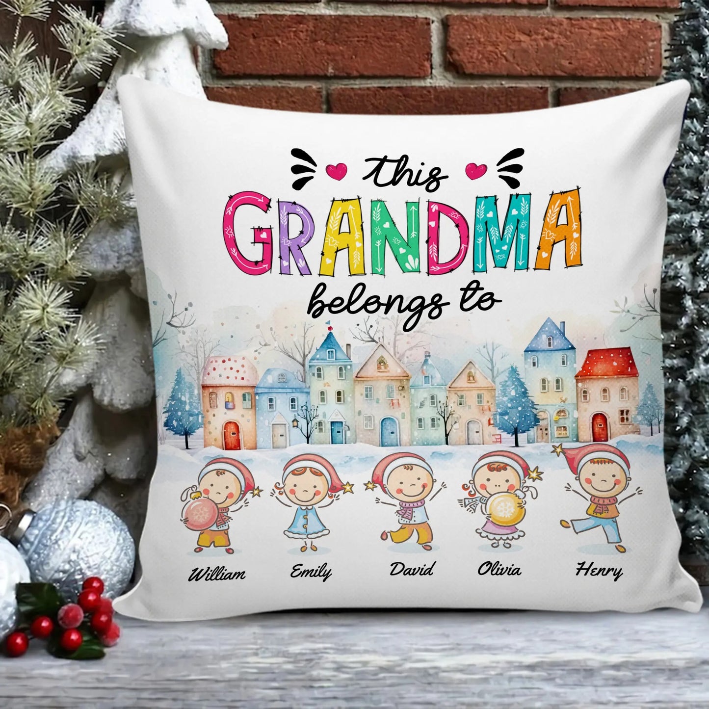 This Grandma Belongs To Grandkids Christmas, Gift For Grandma - Personalized Grandkids Pillow