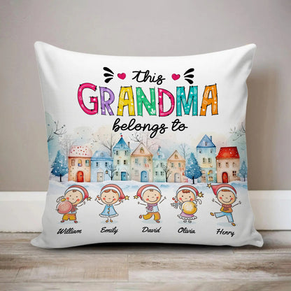 This Grandma Belongs To Grandkids Christmas, Gift For Grandma - Personalized Grandkids Pillow