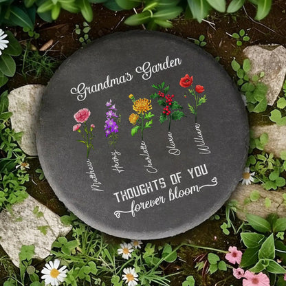 Thoughts of You Forever Bloom Grandma Memorial Garden - Personalized Grandchildren Flowers Garden Stone