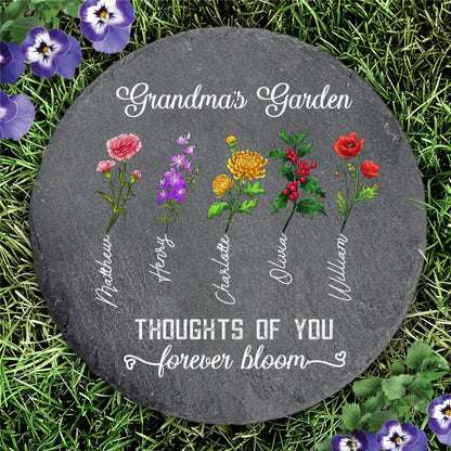 Thoughts of You Forever Bloom Grandma Memorial Garden - Personalized Grandchildren Flowers Garden Stone