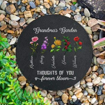 Thoughts of You Forever Bloom Grandma Memorial Garden - Personalized Grandchildren Flowers Garden Stone